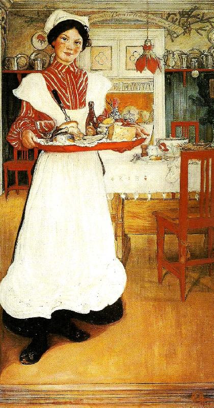 Carl Larsson martina -martina med frukostbrickan oil painting image